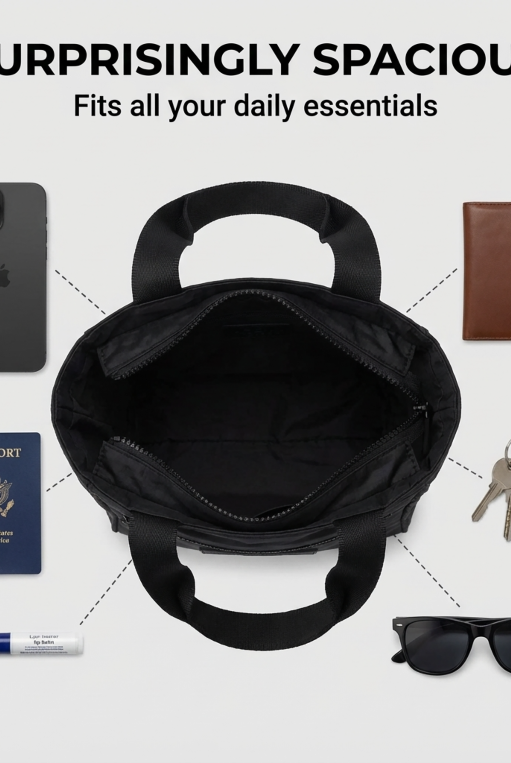 Quality Dupont Tyvek Tote Bag - Rubber Zipper Pull for all your daily essentials