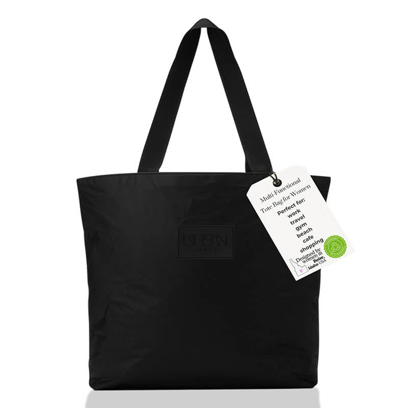 Multi-functional Black Tote Bag for Women with Zipper Pockets