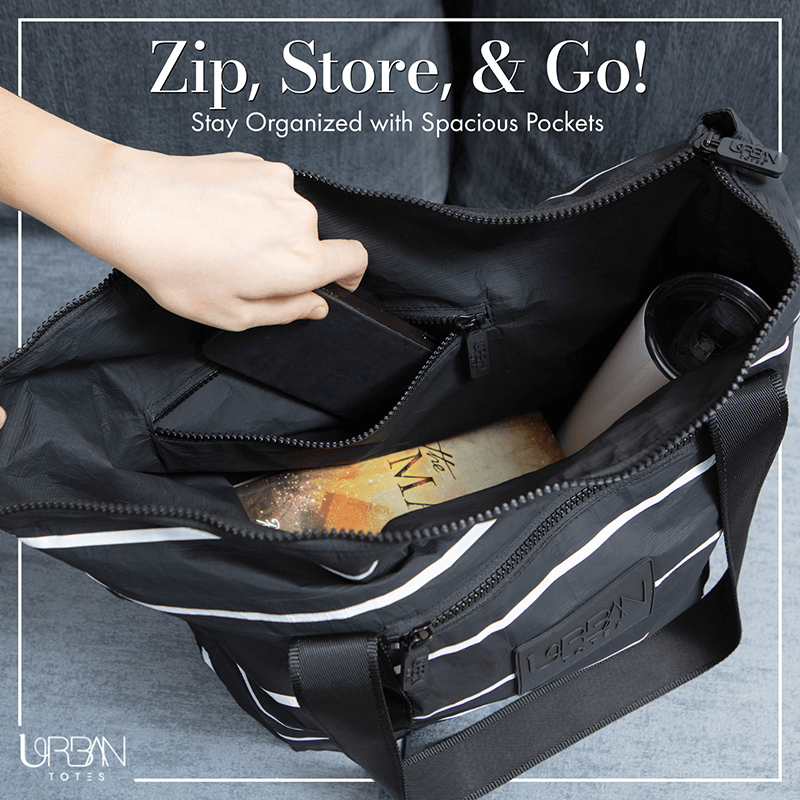 Tote Bag with Large Zipper Pockets